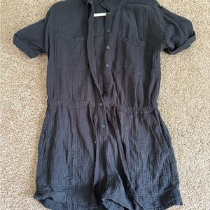 Black Button-Up Romper